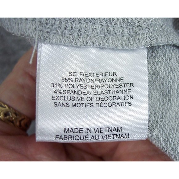 NEW Bobeau 3X Top Rose Applique Cold Shoulder Long Sleeves Heather Gray NWT - Picture 12 of 13